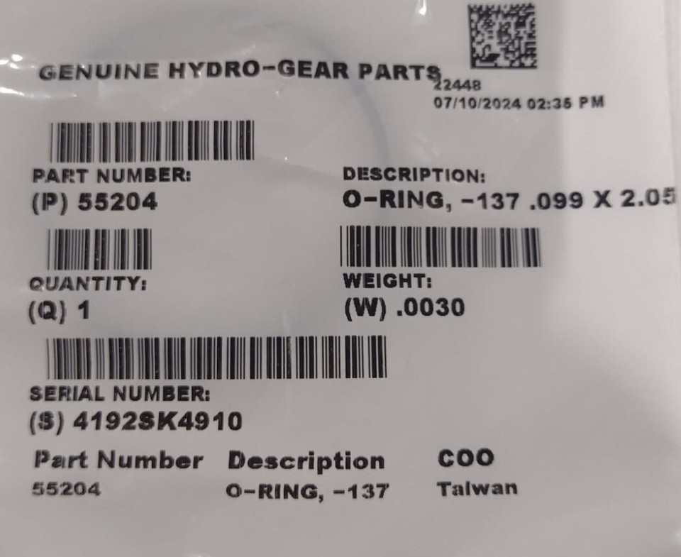 NEW GENUINE OEM HYDRO GEAR 55204 ORING O-RING 137 2.05 X .099 SQUARE ...