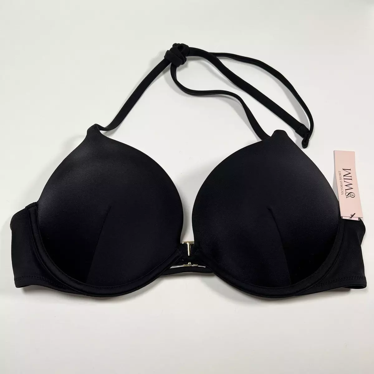 Victoria Secret 38D L Bombshell Push Up Bikini Top Side Tie Bottom Set  Black