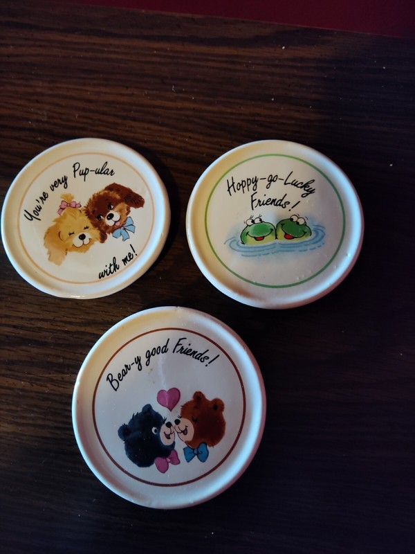 3 70s Ceramic Coasters With Cutesy Animals And Phrases