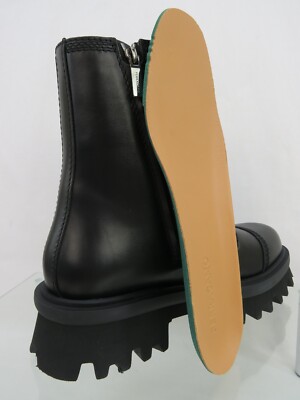 NIB FERRAGAMO FARAWAY BLACK LEATHER LOGO PLATFORM LACE ZIP COMBAT BOOTS 10 M NIB FERRAGAMO FARAWAY BLACK LEATHER LOGO PLATFORM LACE ZIP  main image 3