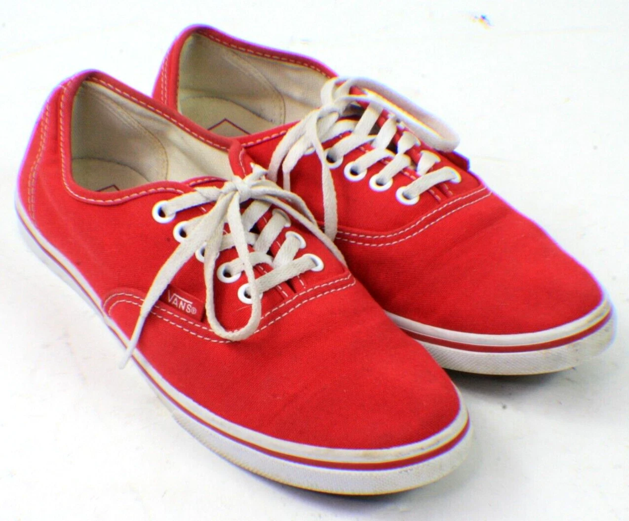 VANS Off The Wall Sneakers in Tela Rosso Scarpe Casual Taglia Uomo 5 Donna 6 5