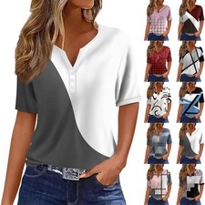 Womens Summer Tops V Neck T Shirts Short Sleeve Basic Tops Loose Casual Tshirts