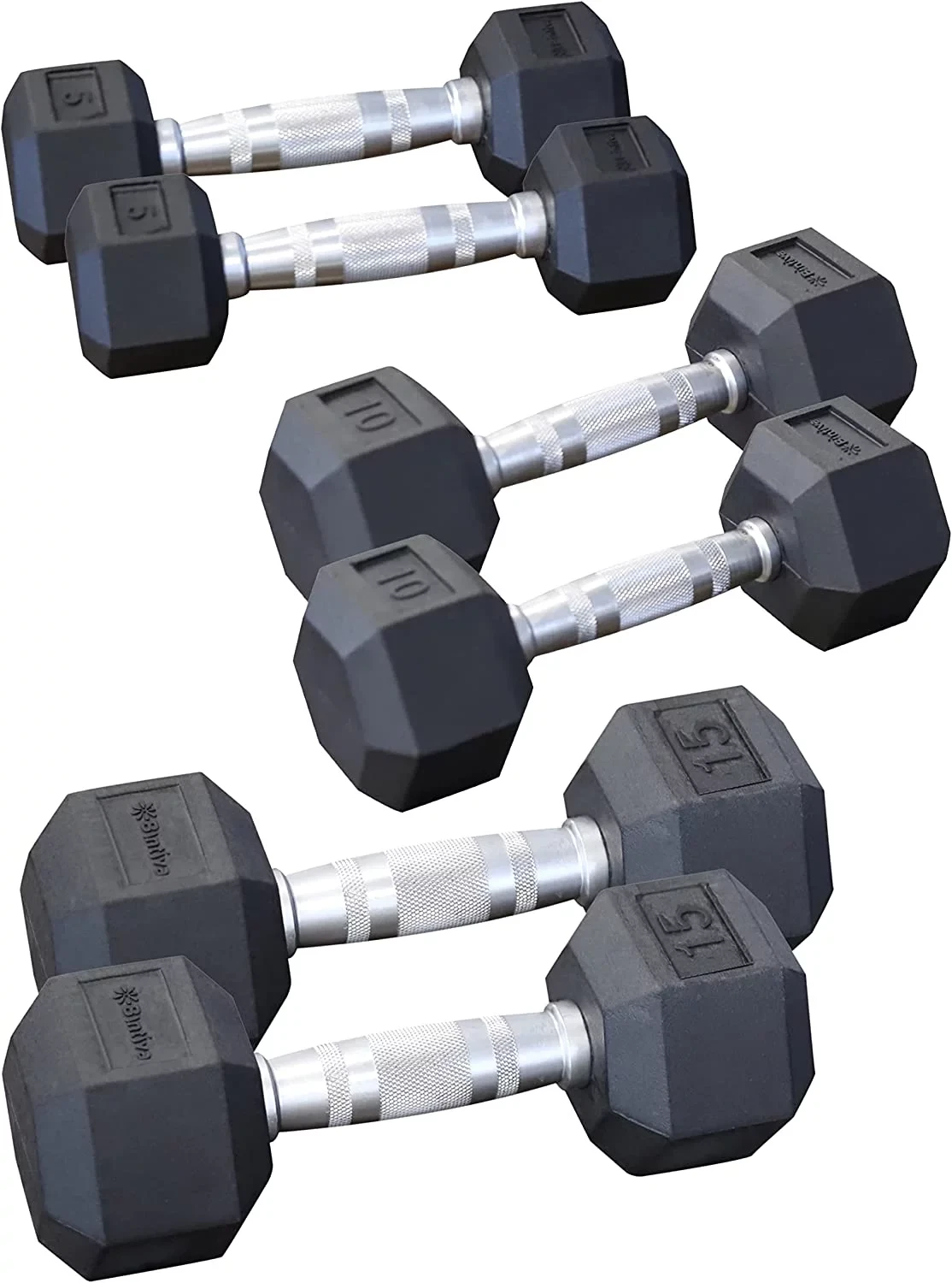 Rubber-Coated Hex Dumbbells – Hand Weight Pairs for Men & Women, Home Fitness Tr