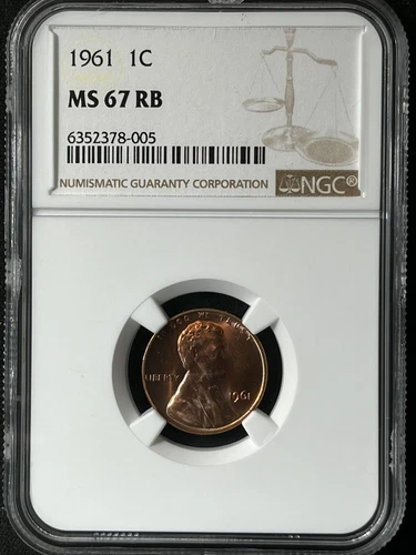 1961  1C RB  Lincoln Memorial One Cent  NGC MS67RB   6352378-005