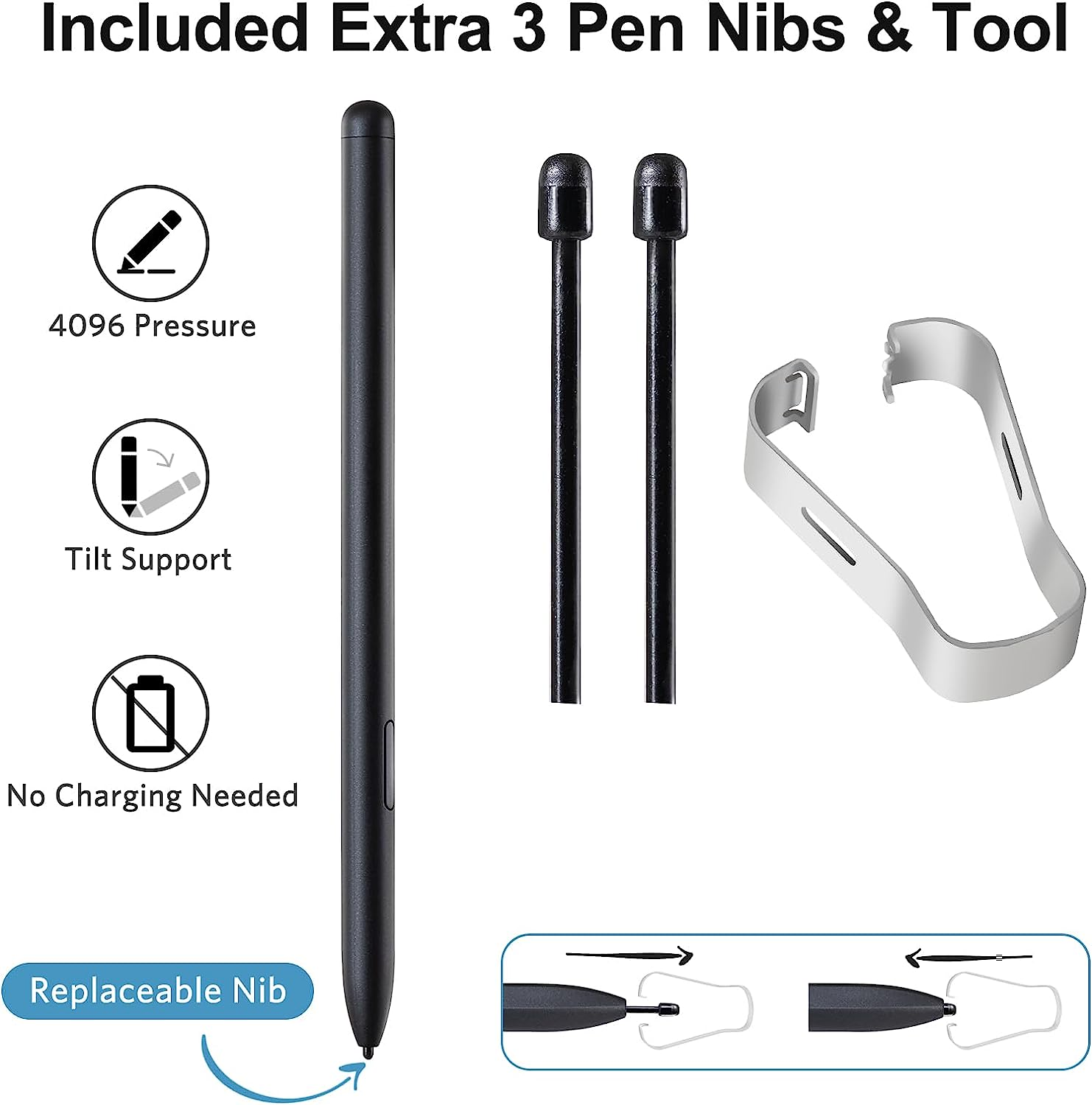 Stylus Pen for Remarkable 2 Tablet with 3 Pen Tips，Didital