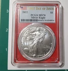 2022 (W) $1 American Silver Eagle PCGS MS70 First Day Of Issue
