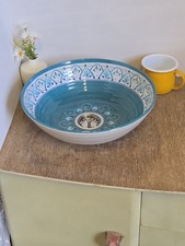 Moroccan Sink Vessel Bowl Wash Basin Hand Painted Style 31cm 