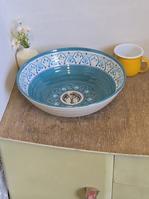 Marokkanisches Waschbecken Gefäß Schale Waschbecken handbemalt Stil 31 cm 