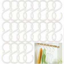 20 Pack 2.5 Inch Rubber Plastic S Hook for Hanging Baby Headband White-20pcs