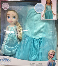 Elsa Doll and Girls Dress Size 4-6X Dress Up Together Disney Frozen Blue Costume