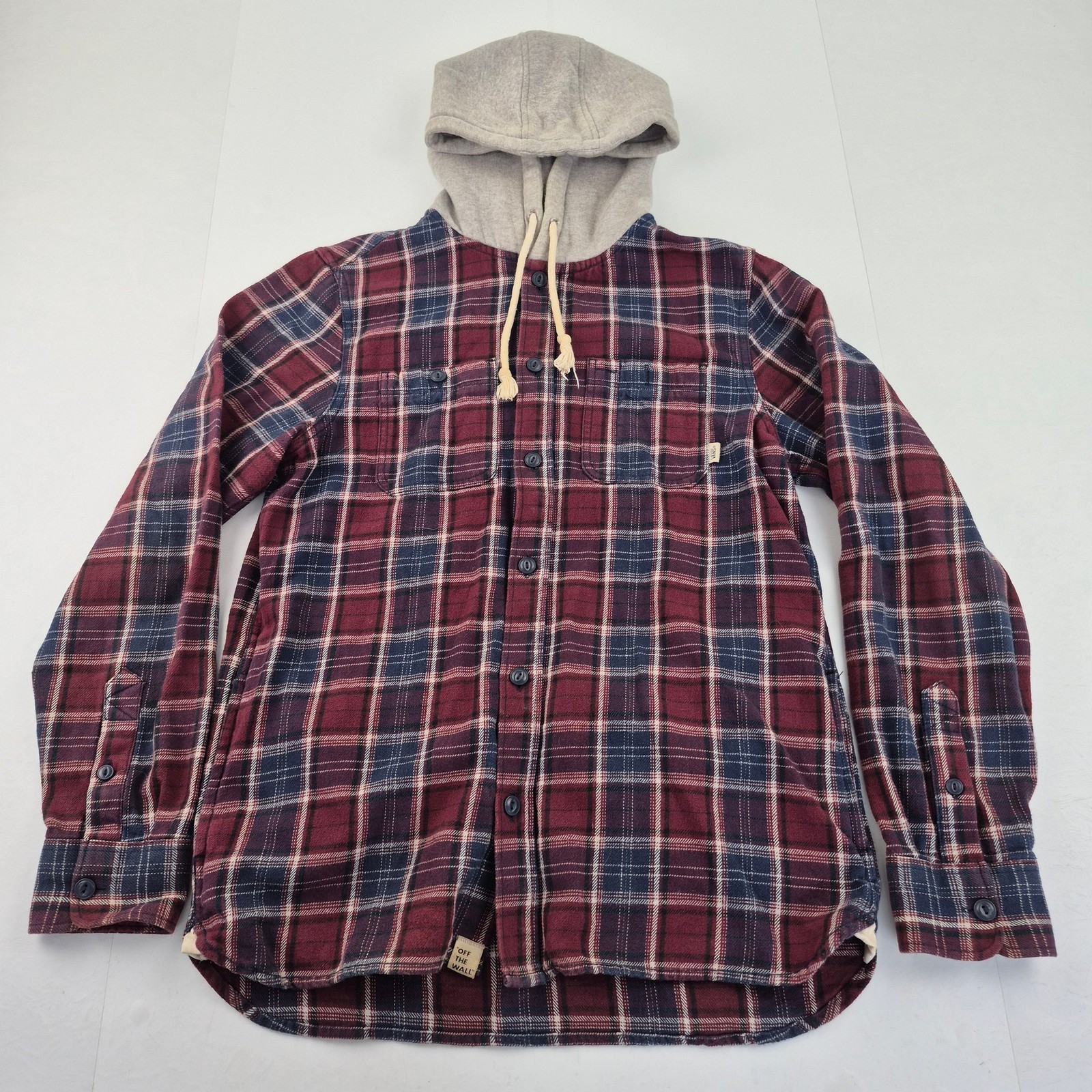 Camisa VANS XS Borgoña Hombre Off The Wall Check Ajuste Clásico 100% Algodón ...
