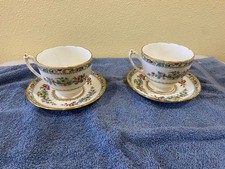 2 Coalport Ming Rose Bone China Cup and Saucer sets