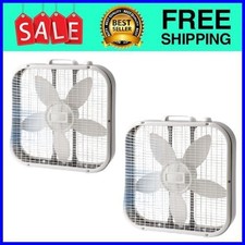 Lasko 20" Classic Box Fan with Weather-Resistant Motor, Portable Cooling,2pack