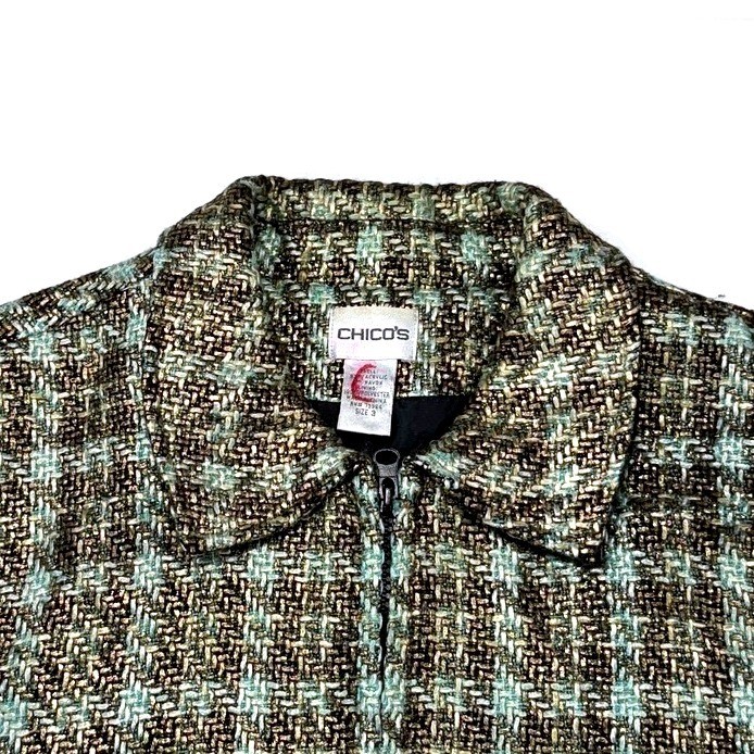 Chicos Houndstooth Pattern Jacket Womens Size 3 Z… - image 1
