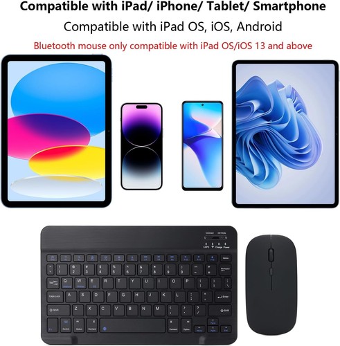 Rechargeable Bluetooth Keyboard and Mouse Combo for iPad, Ultra-Slim Black - Picture 2 of 8