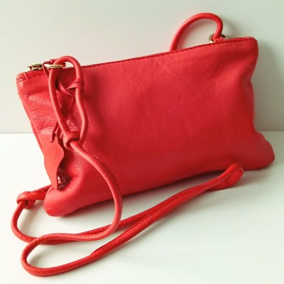  Next Kleine Umhängetasche Damen weiches Echtleder rot 23/14/2 cm