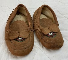 Vintage Leather Moccasins, Fringe, Beadwork, Suede/Leather, Cognac