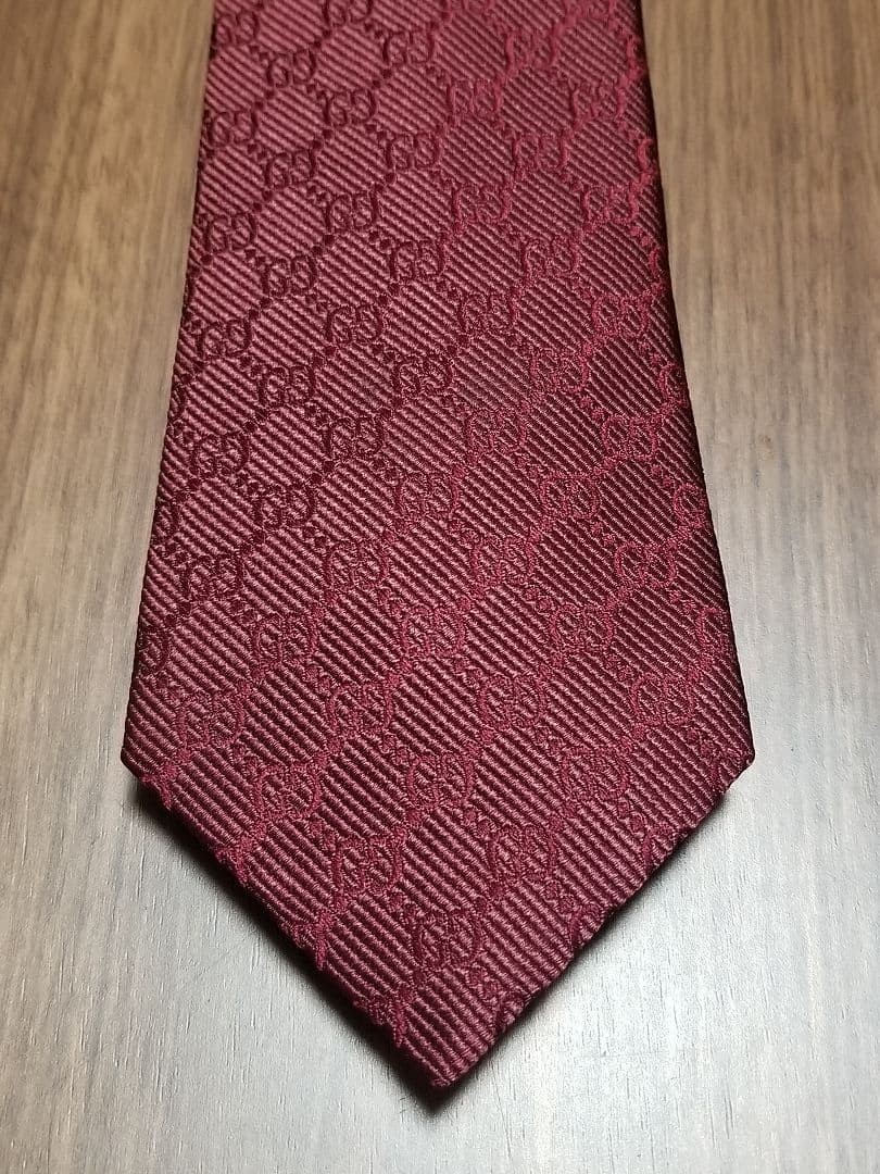 GUCCI interlocking pattern silk tie burgundy GG p… - image 2