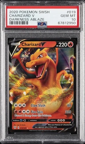 2020 POKEMON SWORD & SHIELD DARKNESS ABLAZE #019 CHARIZARD V PSA 10