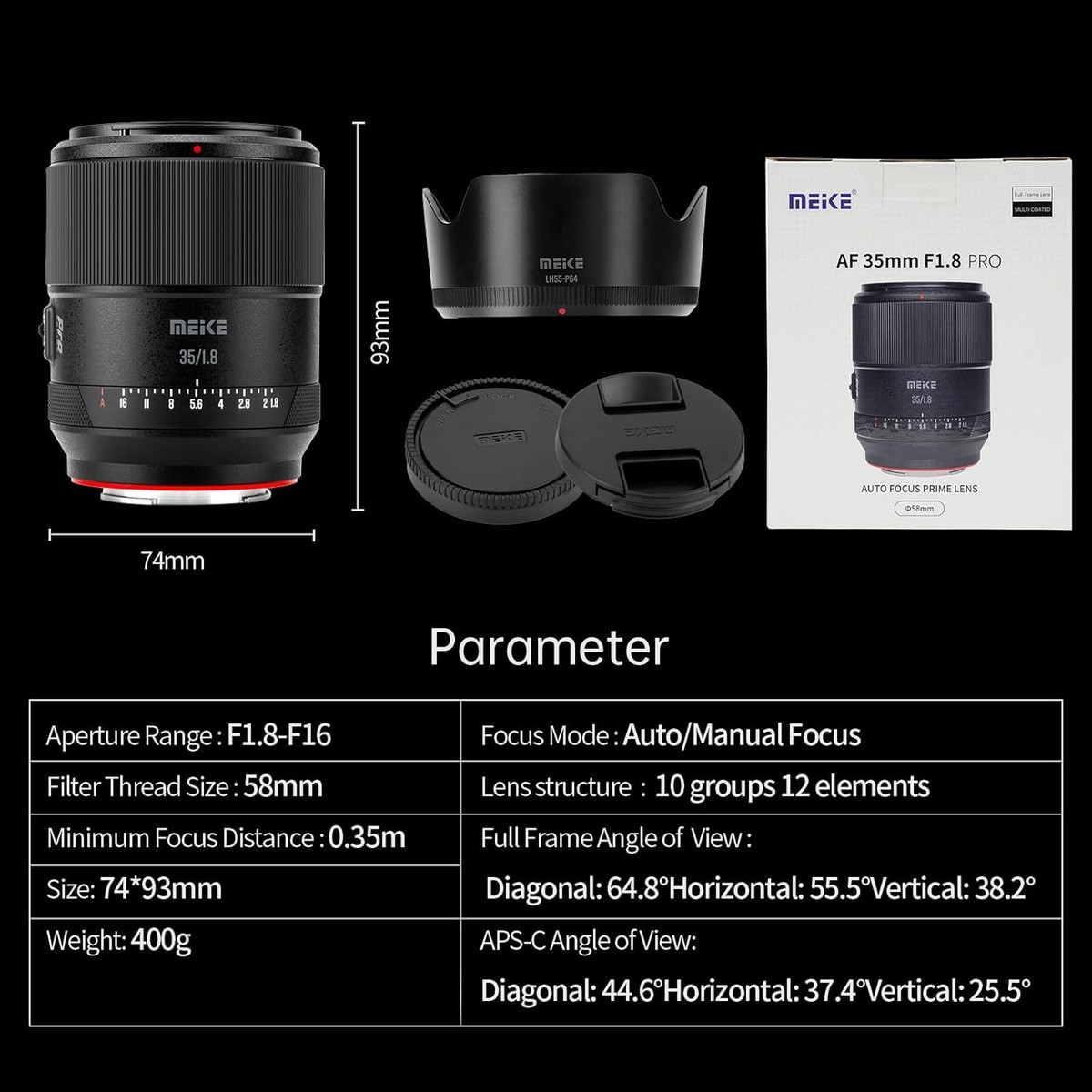 Meike 35mm F1.8 PRO AF Auto Focus Full Frame Lens for Sony L-mount