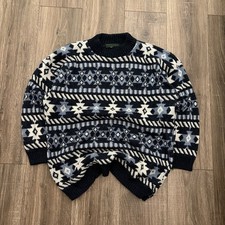 Vintage 1990  s Acrylic Pattern Sweater Blue Size Extra Large