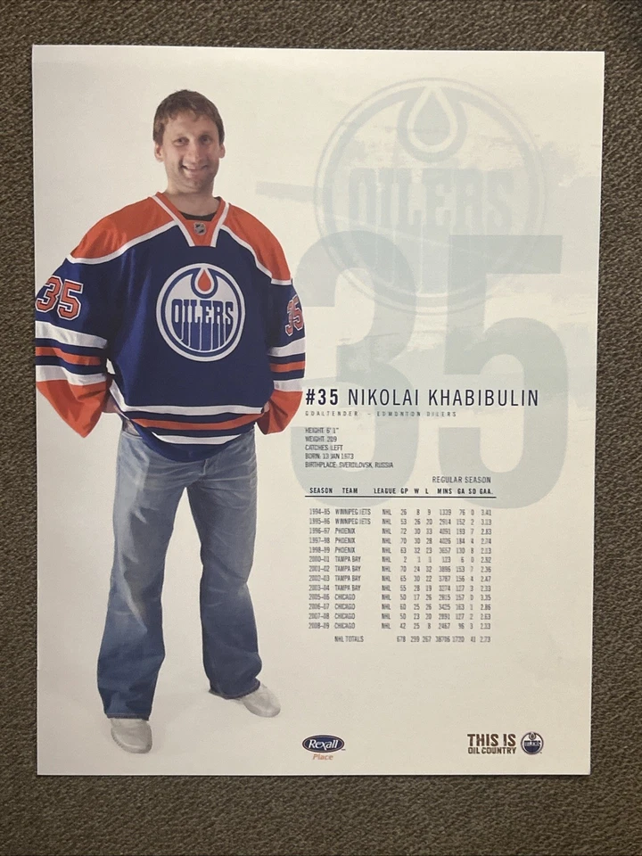 2009-2010 NIKOLAI KHABIBULIN Edmonton Oilers Hockey Club 8.5x11"Stats Photograph - Image 2 of 2