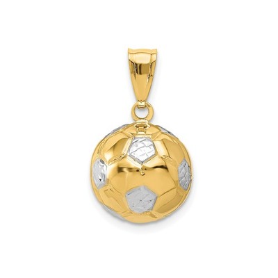 14k Bicolor Gold Fußball Anhänger Realistisch 3D Unisex Sport Schmuck