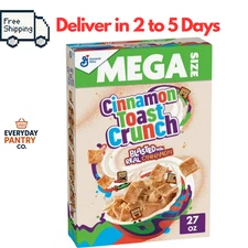 Cinnamon Toast Crunch Breakfast Cereal, Crispy Cinnamon Cereal, Mega Size, 27 oz