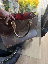 Louis Vuitton Reverse Monogram Giant Onthego MM Tote Bag in Brown Canvas