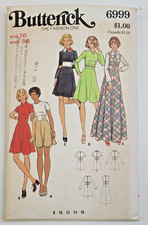 VTG 70s Butterick Sew Pattern 6999 Miss Dress Jumper w/Midriff Insert Sz 16 CUT