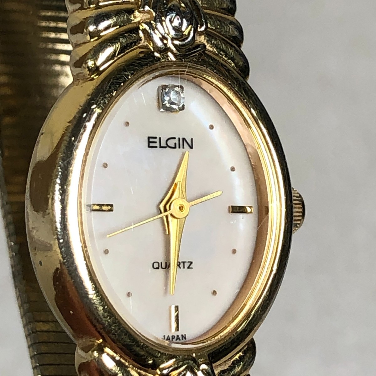 Elgin Women EK902-007 Dress Diamond Accent Two Tone Oval Quartz