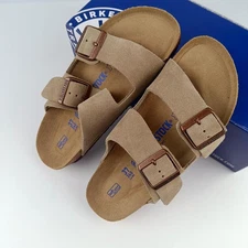 Birkenstock Arizona Sandals Taupe Suede Soft Footbed Unisex Women Men