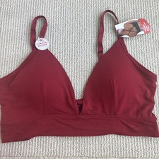 Hanes Originals Women's SuperSoft Longline Triangle Bralette viscose red 2XL