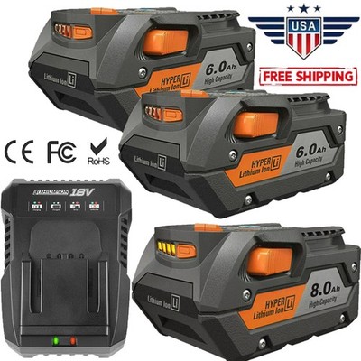 1/2PACKS For Ridgid 18V R840085 8.0Ah Lithium-ion Battery Rigid 18Volt R840087