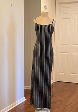 ASOS Black and Whitel Striped Maxi Dress Size S Festival Summer Bohemian Stripes