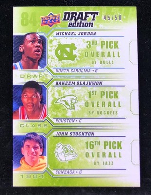 Upper Deck Draft Edition Michael Jordan John Stockton Hakeem Olajuwon Green /50