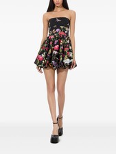 Alice + Olivia Asha Secret Garden Strapless Bubble-hem Mini Dress Size 4 $465