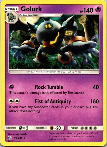2019 Pokemon Cosmic Eclipse Golurk 90/236 Rare Near Mint