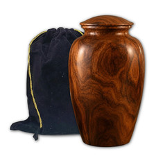 Adult Cremation Urn for Human Ashes Rosewood Wood Finish 10 Inch Large 190 Cu In