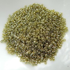 15/0 TOHO Seed Beads Gold Lustered Green Tea 10 Grams Glass Bead No. 457