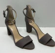 Vince Camuto Corlina Gray Suede Leather Dress Sandal Block Heel Womens Size 8