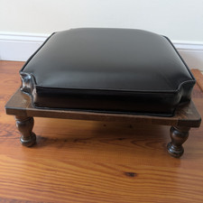 Vintage ETHAN ALLEN Baumritter Black Vinyl Stacking Footstool Square Ottoman #5