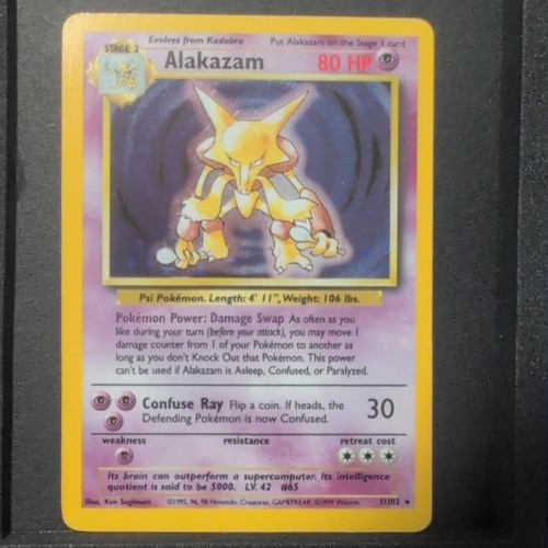 Wizards Pokemon TCG Base Set Alakazam 1/102 Holo Rare 80 HP English 1999