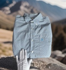 Ariat Shirt Men XL Blue Geometric Button Down Long Sleeve Stretch Western Pocket