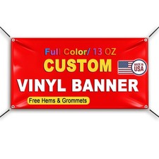 Custom Banner -Made in USA- Personalized Vinyl Signs for Business, Premium 13 oz