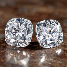 Certified Pair 1.00 Ct Cushion Cut Lab Grown Diamonds D Color VVS1 Clarity