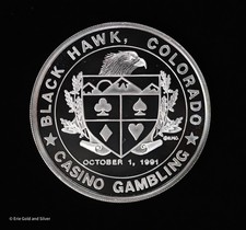 Colorado Lucky Buck Casino Round Black Hawk 1 oz .999 Fine Silver 76.51 per troy oz