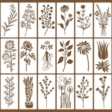 18 Pieces Stencils for Painting Leaves Plants Templates Flower Craft Stencil ...