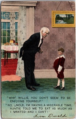 Bamforth comic 4093 fat child can't eat as much as he wants 1911 New Haven CT