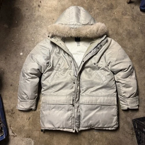 vintage sean john down-filled genuine fox fur hooded heavy parka jacket size xl - product listing photo